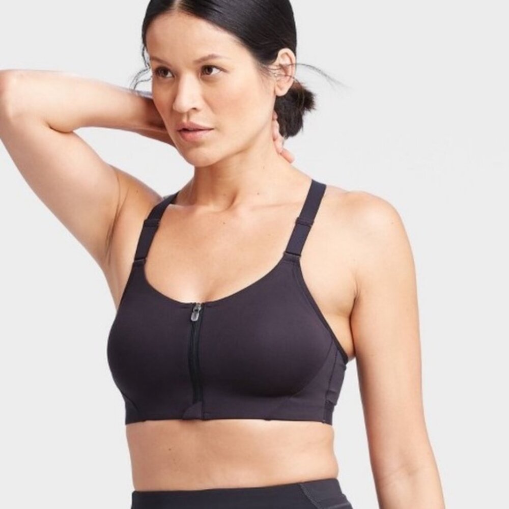 NWT Zip up sports bra with adjustable straps and center clasp